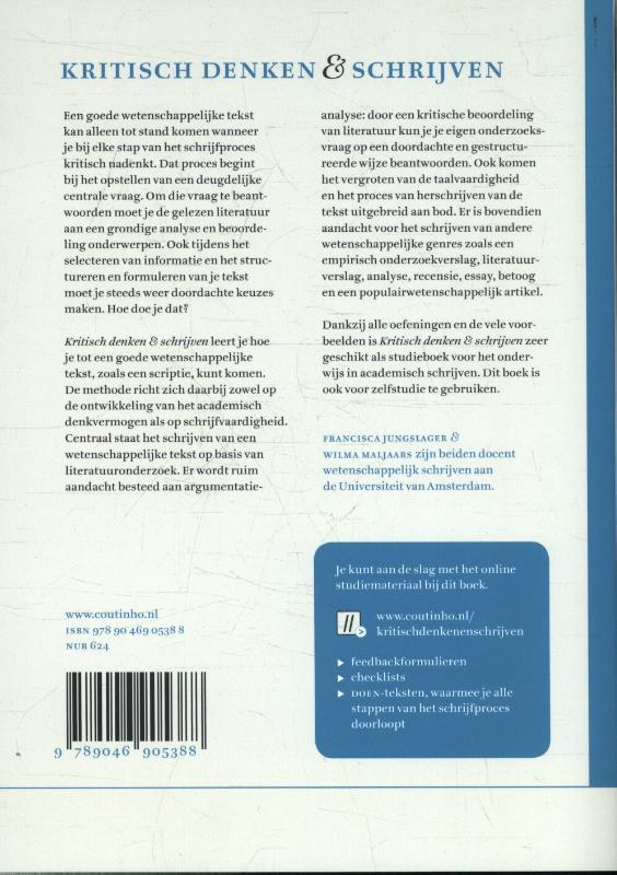 Kritisch denken & schrijven achterkant