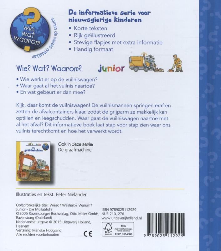 De vuilniswagen / Wie? Wat? Waarom? junior achterkant