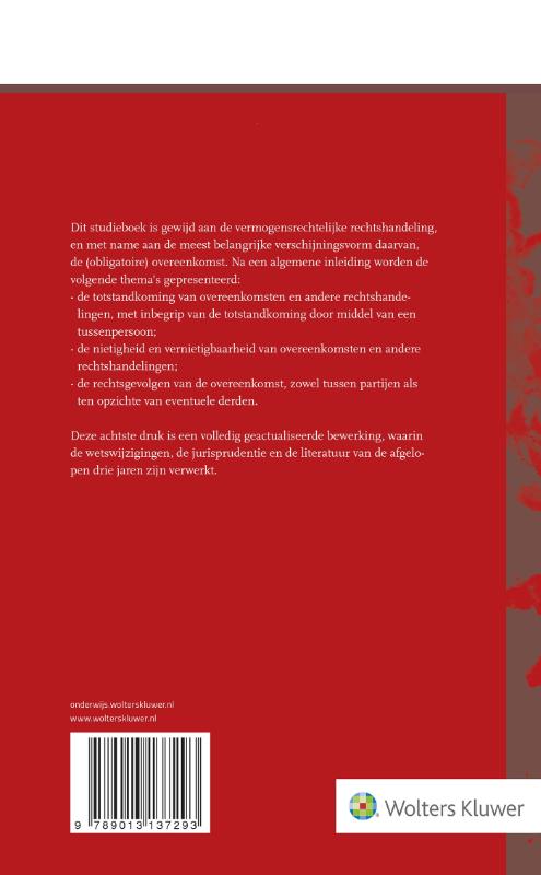 Rechtshandeling en overeenkomst / Studiereeks burgerlijk recht / 3 achterkant