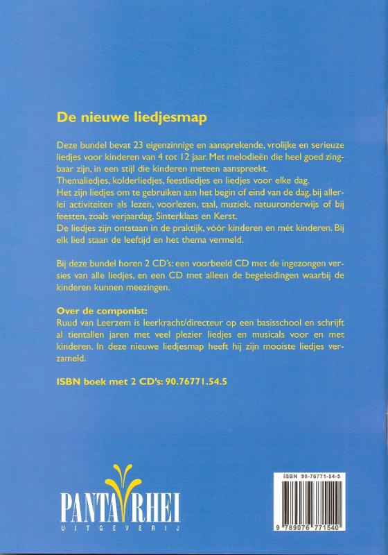 De nieuwe liedjesmap achterkant