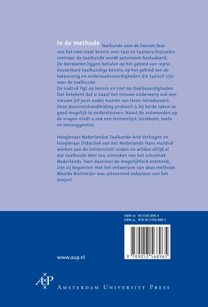 Taalkunde Docentenhandleiding achterkant
