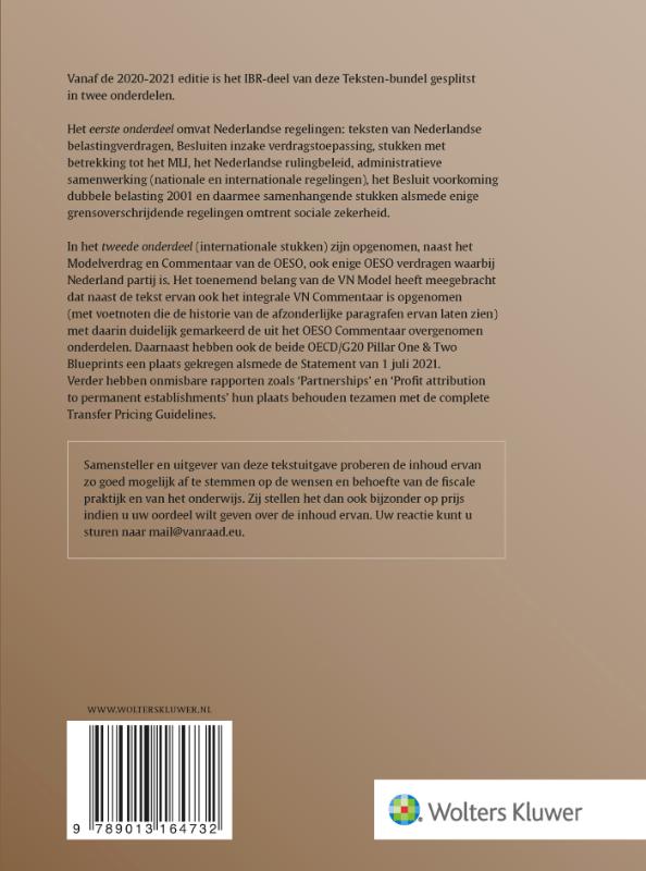 Teksten Internationaal belastingrecht 2021/2022 achterkant