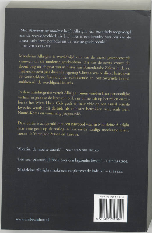 Mevrouw De Minister achterkant