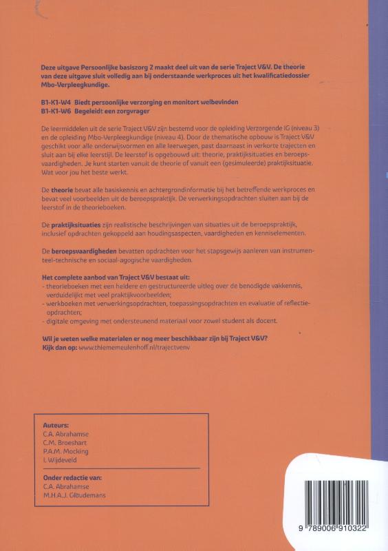 Persoonlijke basiszorg / Theorieboek / Niveau 4 / Traject V&V achterkant