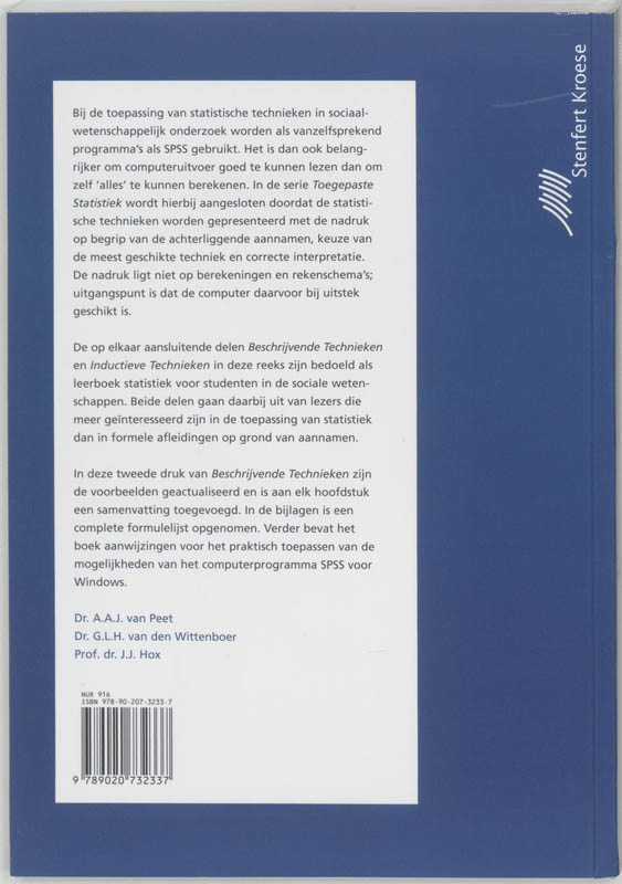 Toegepaste statistiek - Beschrijvende technieken achterkant