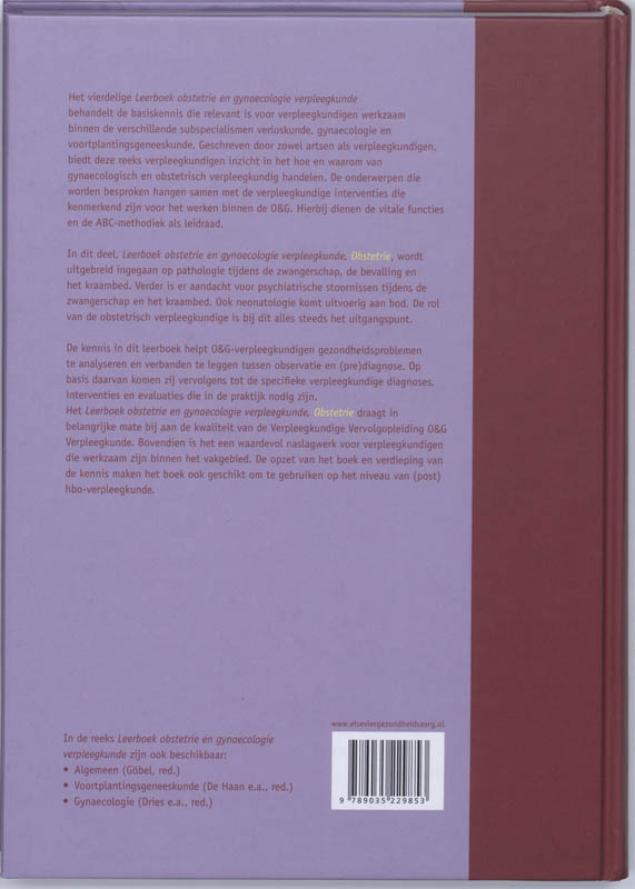 Leerboek obstetrie en gynaecologie verpleegkunde 3 Obstetrie achterkant