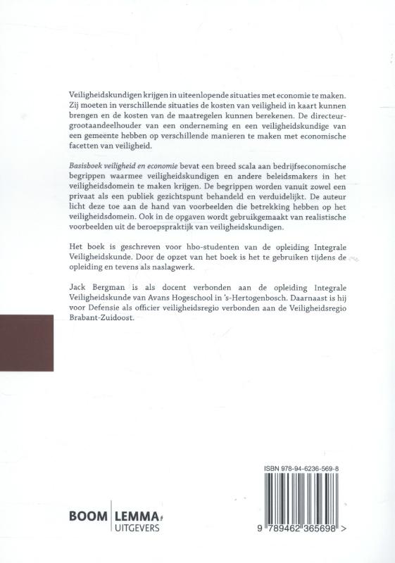 Basisboek veiligheid en economie / Boom studieboeken criminologie achterkant