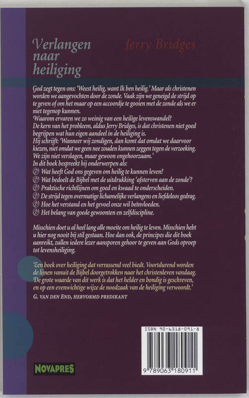 Verlangen naar heiliging achterkant