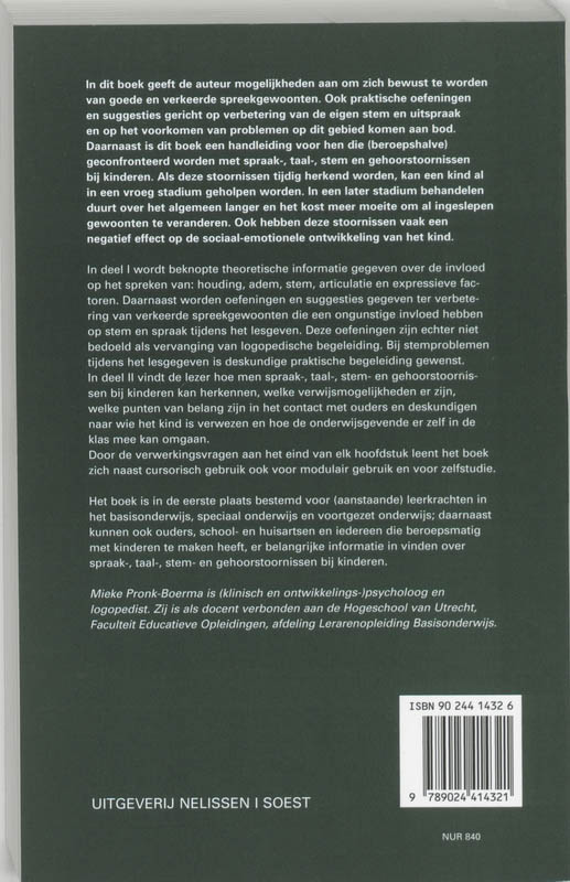 Logopedie voor onderwijsgevenden / PM-reeks achterkant