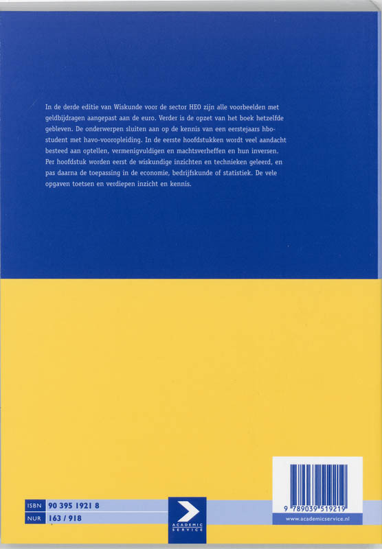 Wiskunde Voor De Sector Heo 3E Dr achterkant