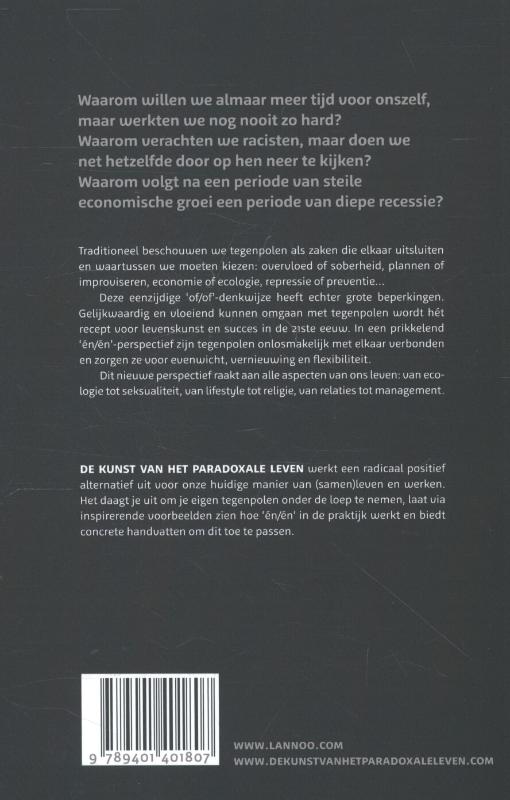 De kunst van het paradoxale leven achterkant