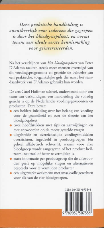 Het bloedgroepdieet achterkant