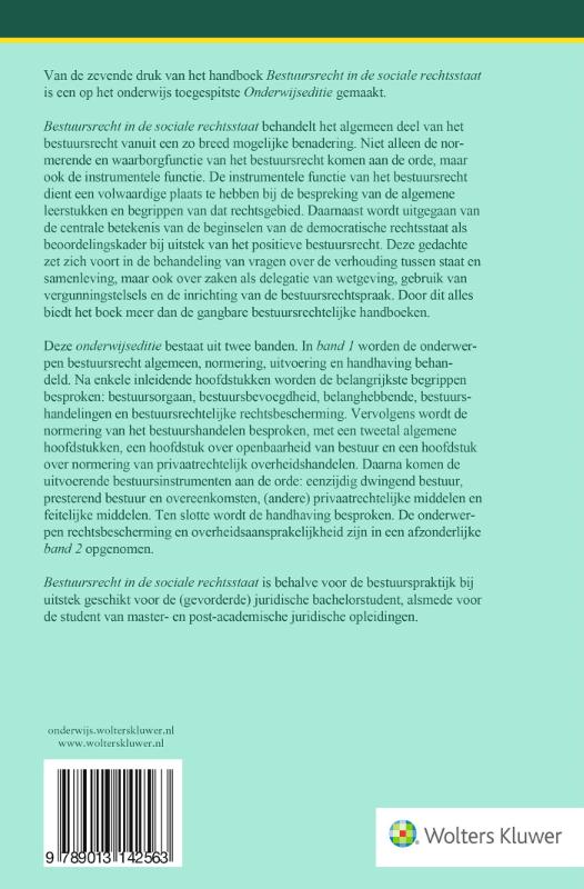 Onderwijseditie bestuursrecht in de sociale rechtsstaat, band 1 achterkant