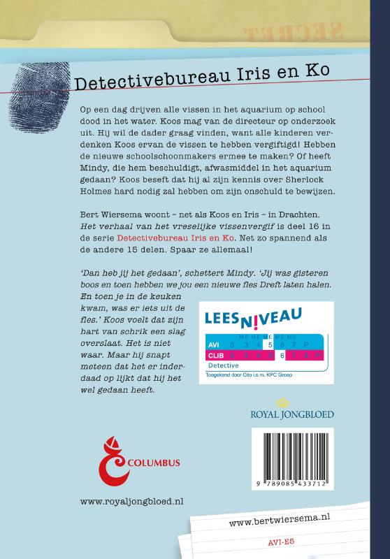 Detectivebureau Iris en Ko 16 -   Het verhaal van het vreselijke vissenvergif achterkant