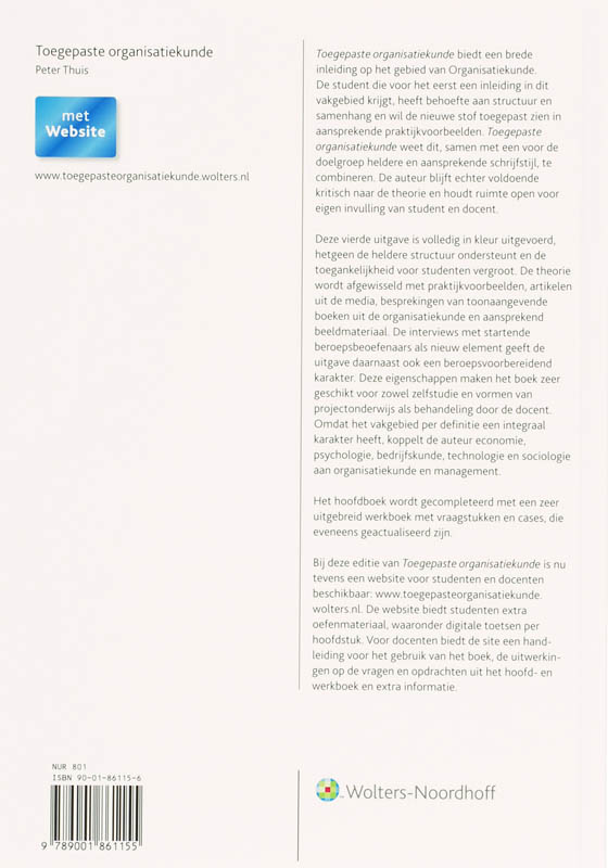 Toegepaste organisatiekunde - P. Thuis achterkant