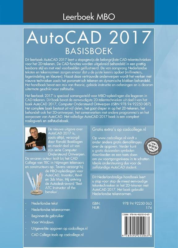 AutoCAD 2017 MBO leerboek achterkant