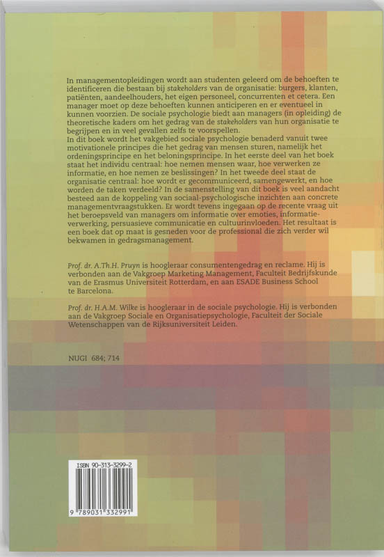 Sociale psychologie voor managers achterkant