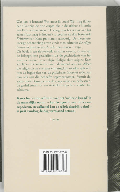 De religie binnen de grenzen van de rede achterkant