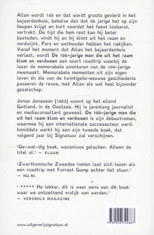 De 100-jarige man die uit het raam klom en verdween achterkant