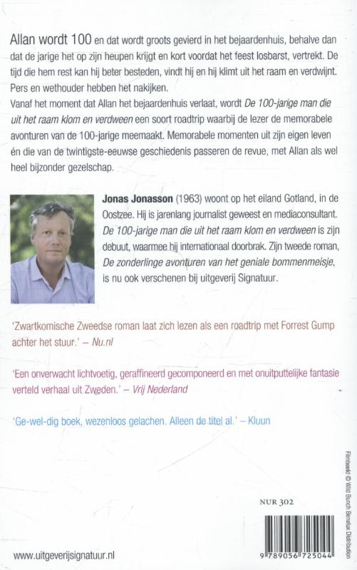 De 100-jarige man die uit het raam klom en verdween achterkant