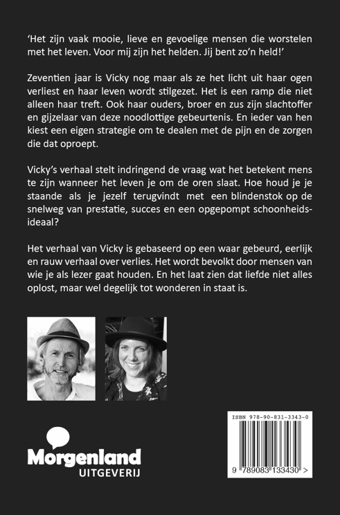 Met een blindenstok op de snelweg achterkant