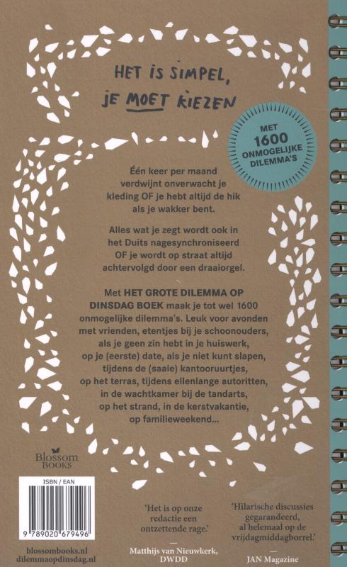 Het grote dilemma op dinsdag boek achterkant