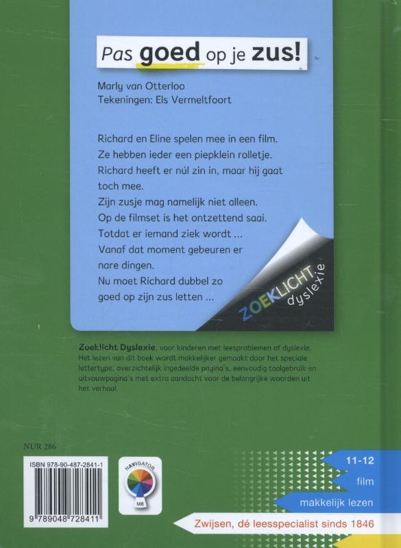 Zoeklicht dyslexie  -   Pas goed op je zus! achterkant