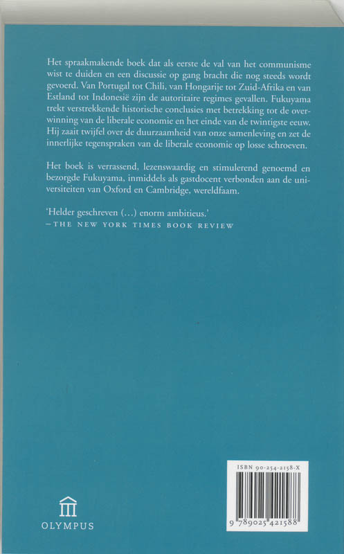 Het einde van de geschiedenis en de laatste mens / Olympus achterkant