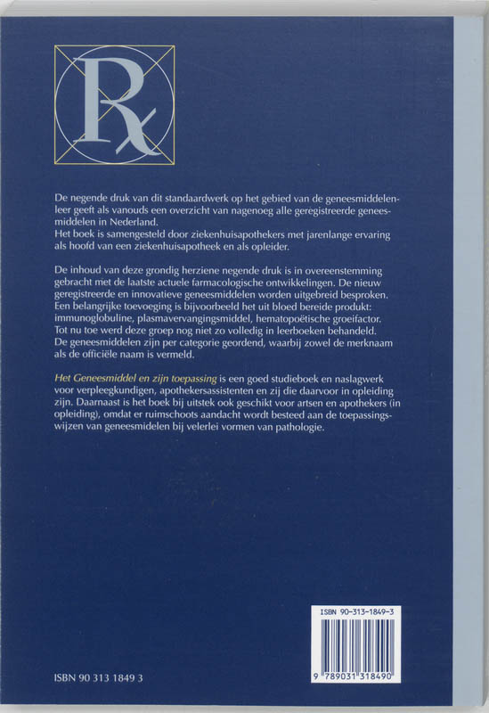 Het geneesmiddel en zijn toepassing achterkant