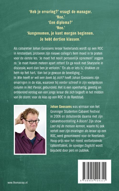 Wie heeft er wél een boek bij zich? achterkant