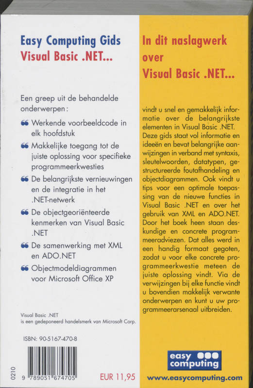 Easy Computing Gids Visual Basic Net achterkant