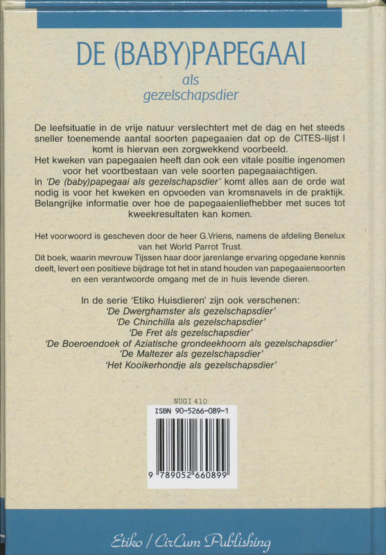 De (baby)papegaai als gezelschapsdier achterkant