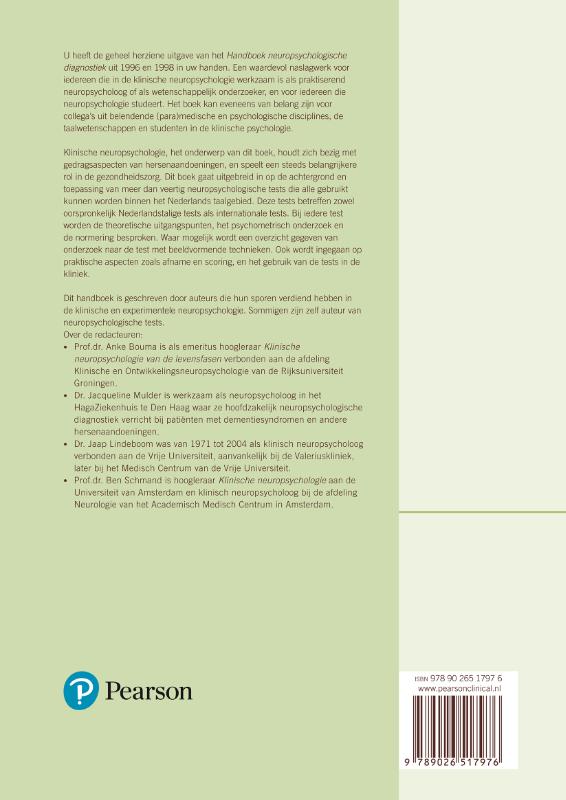 Handboek neuropspychologische diagnostiek achterkant