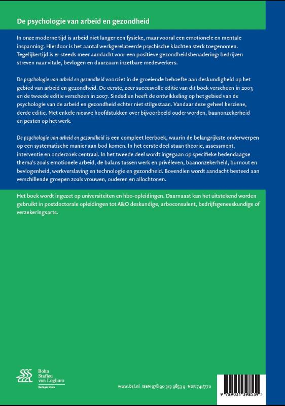 De psychologie van arbeid en gezondheid achterkant