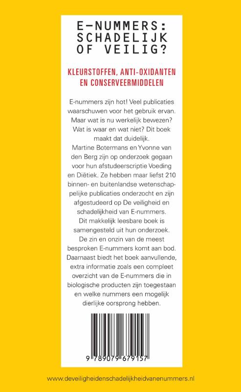 De veiligheid en schadelijkheid van E nummers achterkant