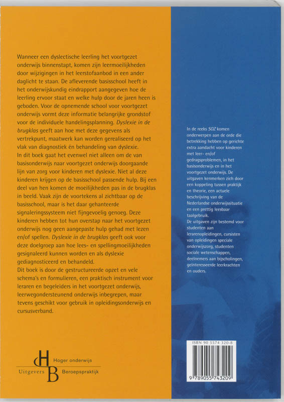 Dyslexie in de brugklas / Speciaal onderwijs en zorgverbreding achterkant