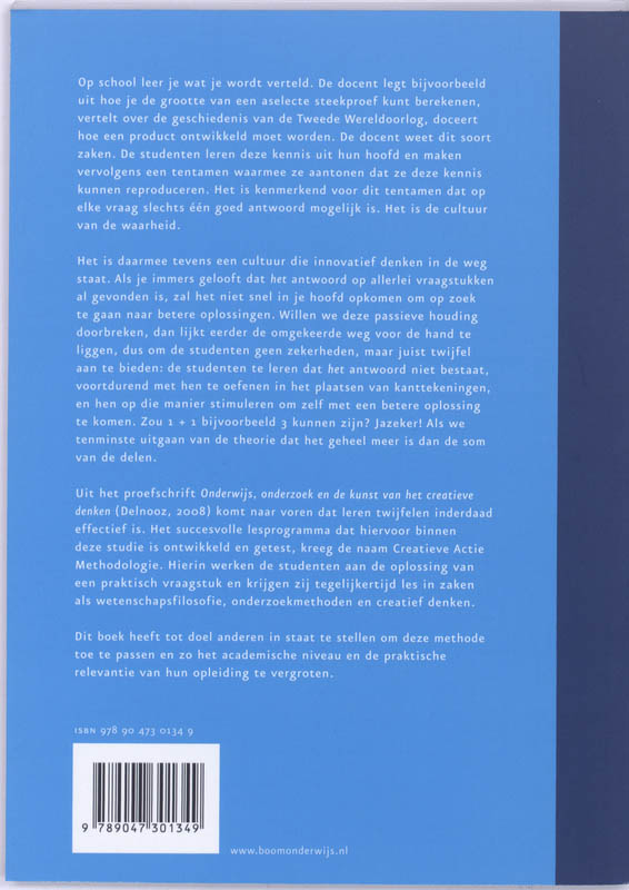 Creatieve actie methodologie achterkant
