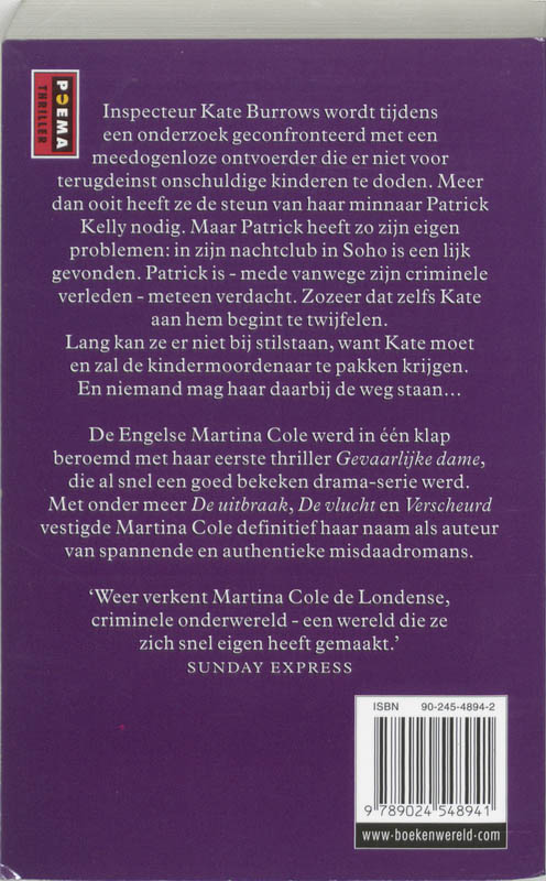 Verscheurd / Poema thriller achterkant