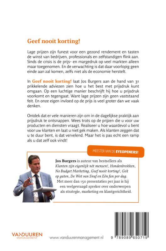 Geef nooit korting! achterkant