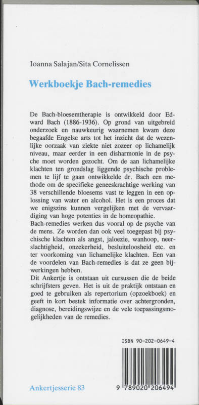 Werkboekje voor de therapie met de Bach bloemenremedies / Ankertjes / 83 achterkant