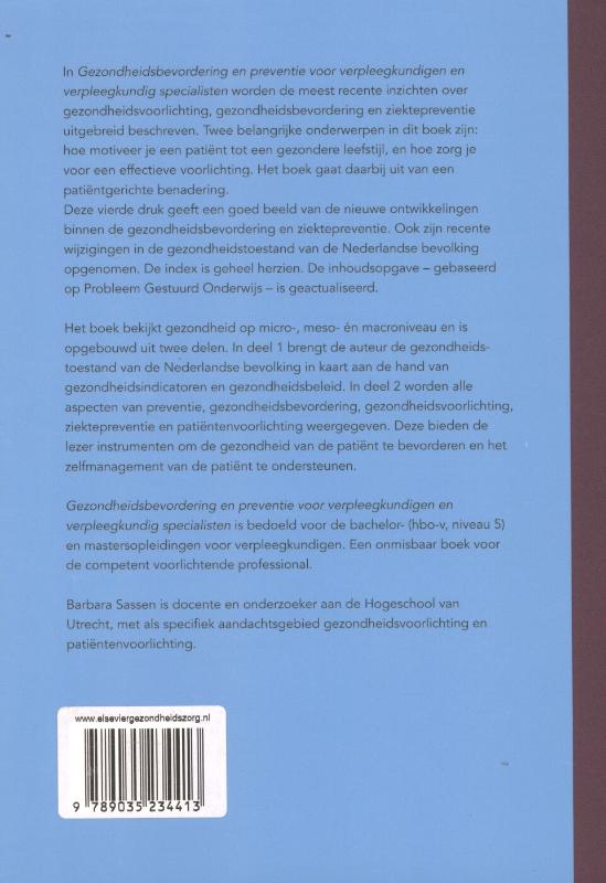 Gezondheidsbevordering en preventie voor verpleegkundigen en verpleegkundig specialisten achterkant