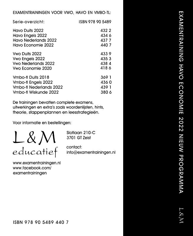 Examentraining Havo Economie 2022 achterkant
