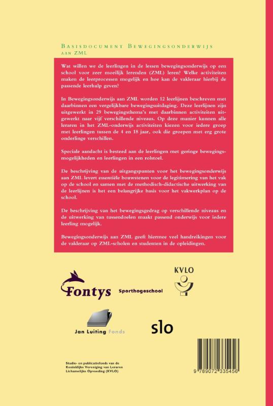 Bewegingsonderwijs aan ZML / Uitgave van het Jan Luiting Fonds achterkant