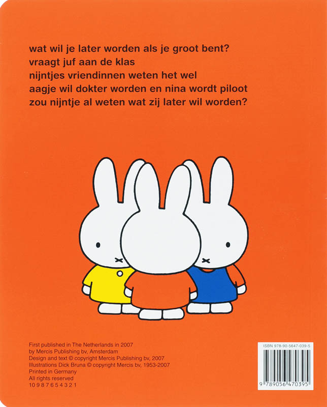 Wat Nijntje later worden wil... achterkant