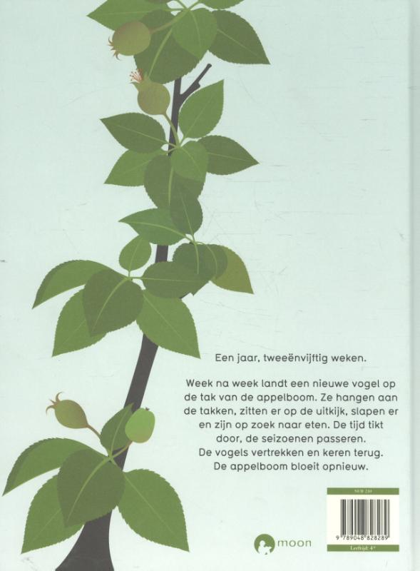 Een vogel in de appelboom achterkant