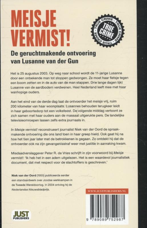 Meisje vermist! achterkant