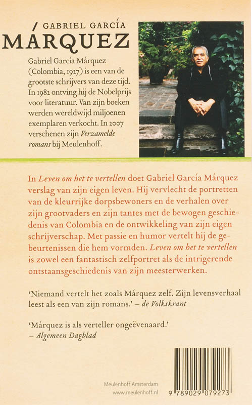 Leven om het te vertellen achterkant