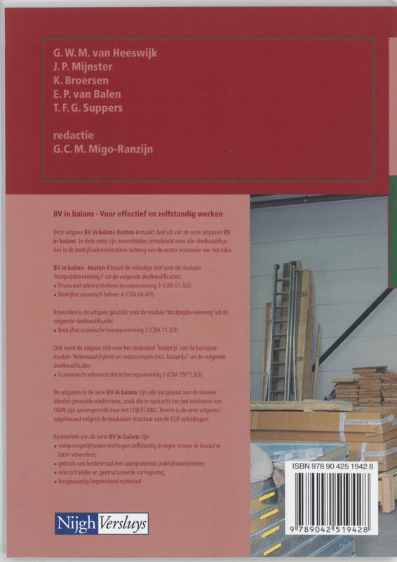BV in balans Kosten 4 Leerboek achterkant