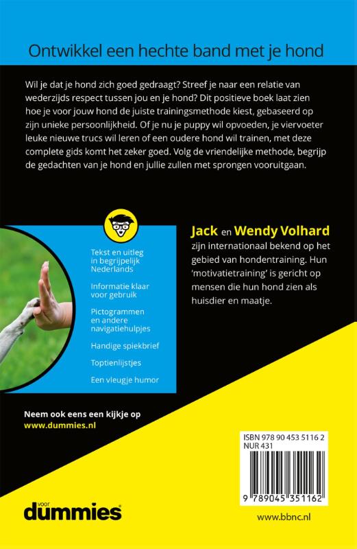 Honden opvoeden en trainen voor dummies / Voor Dummies achterkant