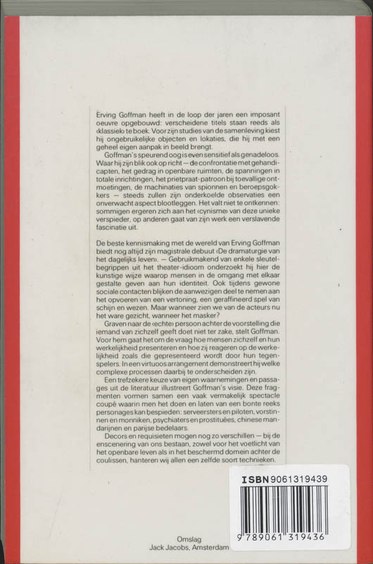 Dramaturgie Van Het Dagelijks Leven achterkant